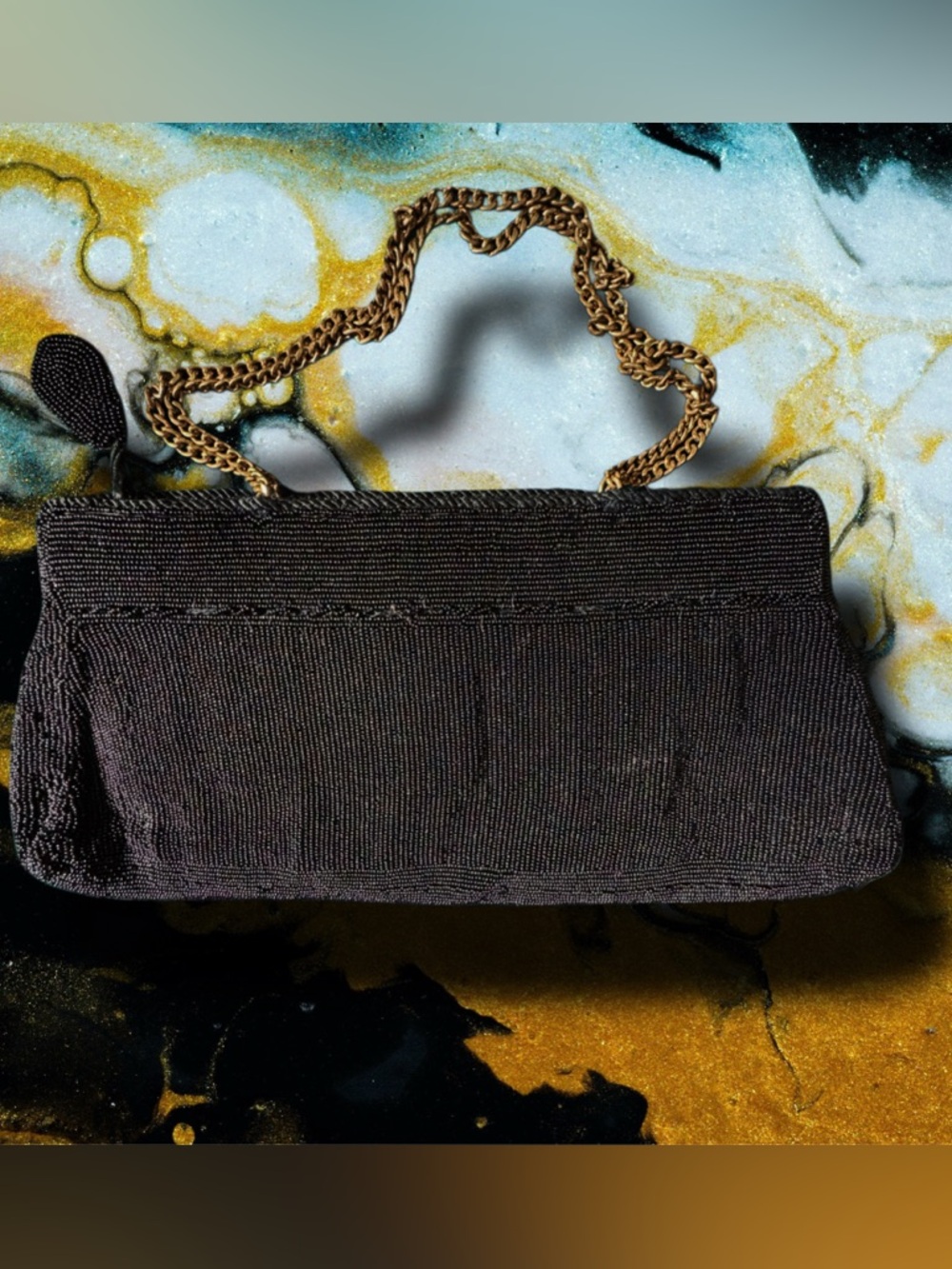 Black Chain-Handle Evening Clutch - Unbranded